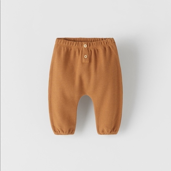 ZARA BUTTONED WAFFLE KNIT PANTS 6/9m NWT - Picture 1 of 7